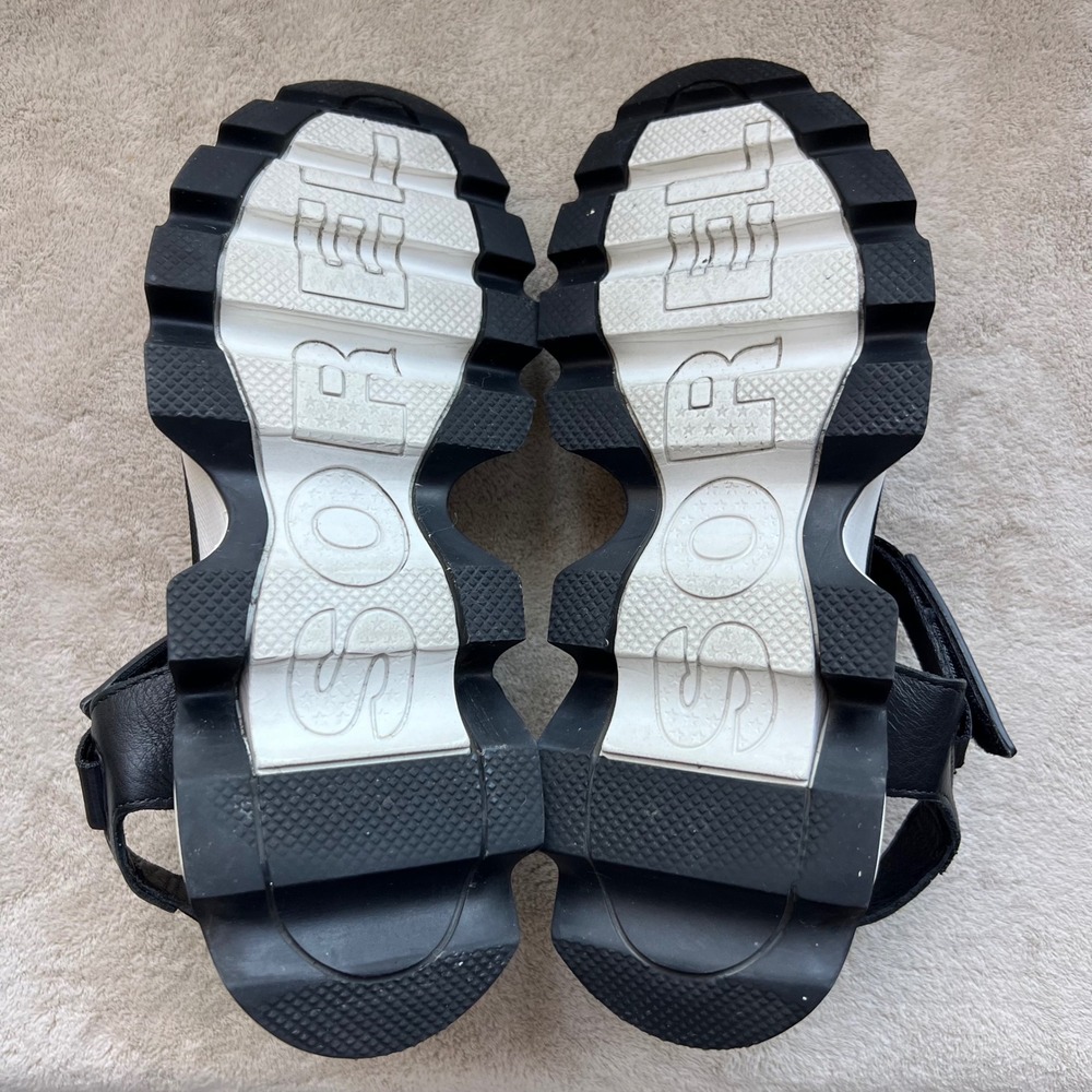 Sorel Black and White Platform Sport Sandals with Red Accent - Picture 14 of 15